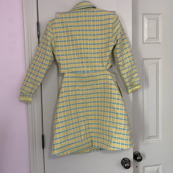 Autumn Adeigbo Bizzy Blazer Dress Blue Yellow Lined Size 4 - Picture 6 of 7